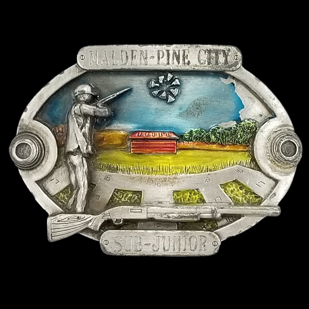 Malden Pine City Sub Junior Belt Buckle Shooting Sports Shotgun 1987 Siskiyou US